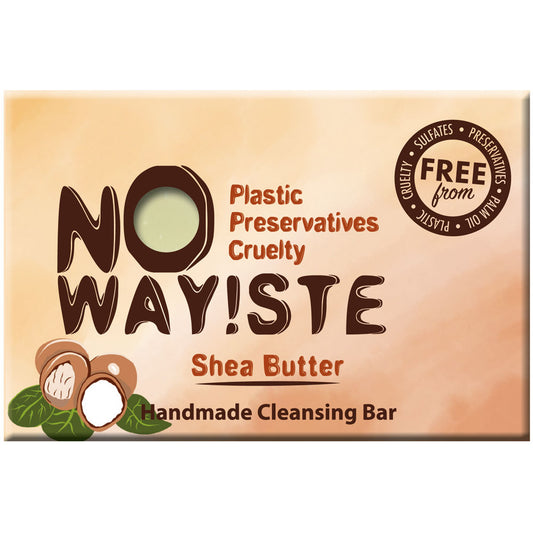 NO WAY!STE Solid Cleansing Bar Fragrance Free, Shea Butter- Handmade