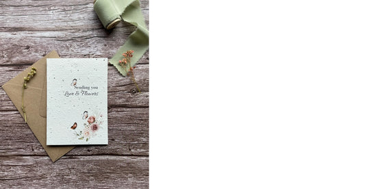 'Sending You Love & Flowers'  Plantable Card -A6 size - folds from A5 to A6 (105x148mm)