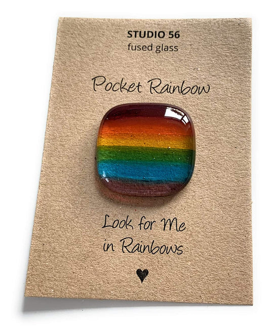 Handmade Fused Glass Memento - Look For Me In Rainbows